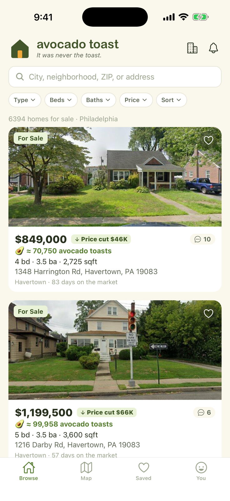 The Avocado Toast feed of homes for sale with prices in avocado toasts